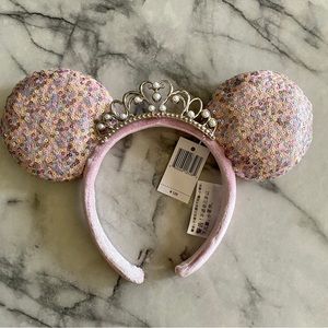 Disney Princess Tiara Faux Pearls Minnie Ears Headband